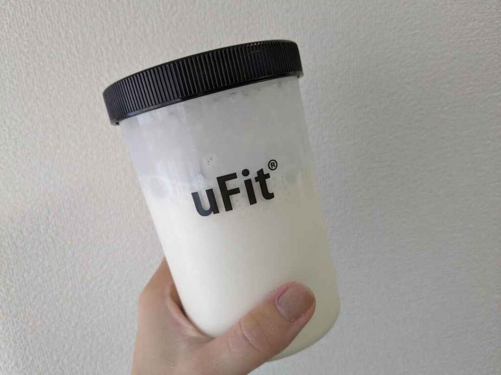 uFitソイプロテインプレーン味を牛乳に溶かしたところ